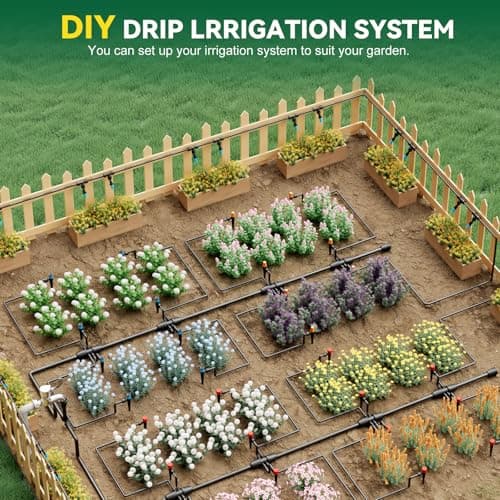 Drip Irrigation System for Garden, 2026-Upgraded Quick Connect Garden Watering Kit All-in-One with 1/2 inch 1/4 inch Irrigation Tubing for Garden, Lawn, Greenhouse, Raised Beds (126FT) - Thumbnail 4