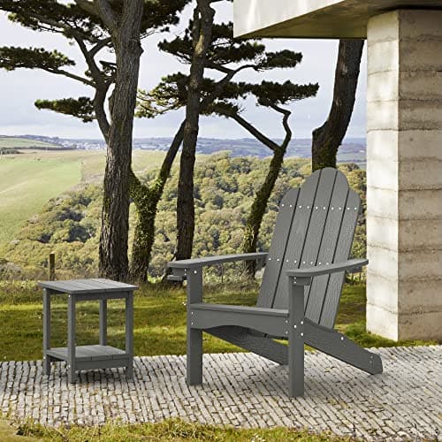 LUE BONA HDPS Adirondack Chairs Set of 2, Long-Lasting All-Season Outdoor Patio Chairs, Hidden Cup Holder, 350 LBS, Dark Gray - Thumbnail 6