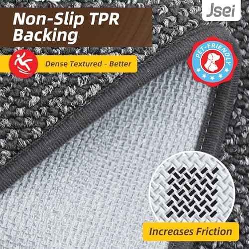 JSEI Dirt Trapper Door Mat 24"x60" Non-Slip Washable Entrance Mat, Dog Doormats, Absorbent & Fade-Resistant Floor Mats, Low Profile Welcome Mats for Entryway, Front Door, and Inside Entrance, Charcoal - Thumbnail 5