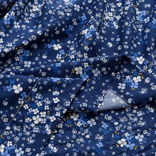 King Size Bed Sheets Set Deep Pockets - 6PC Floral Ultra Soft Microfiber Bed Sheets - Easy to Clean, 90 Thread Count Sheets with Fitted Sheet, Flat Sheet & Pillowcases (Navy/Ditsy Floral) - Thumbnail 4