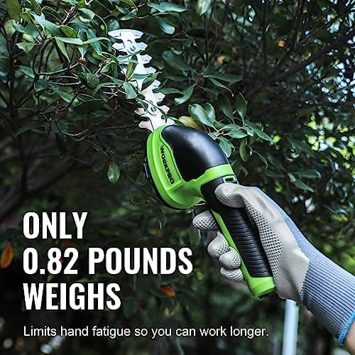 WORKPRO Cordless Grass Shear & Shrubbery Trimmer - 2 in 1 Handheld Hedge Trimmer Electric Grass Trimmer Hedge Shears/Grass Cutter Rechargeable Lithium-Ion Battery and Type-C Cable Included (Green) - Thumbnail 5