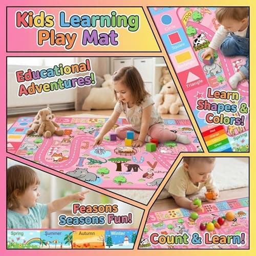 HBUFBUQ 2.5x4 ft ABC Rug for Kids Room Nursery Classroom Rug, Kids Rugs for Playroom Bedroom, Boys Girls Non-Slip Educational Play Mat with Alphabet Numbers Animals Shapes Seasons - Thumbnail 4