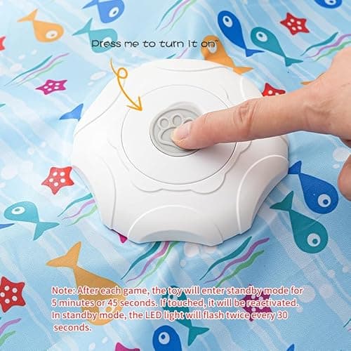 AQPU Rechargeable Automatic Cat Toy, 3-Mode Touch-Activated Interactive Toy with Random Motion, Concealed Feather & Squeaky Sound for Indoor Cats & Kittens (Yellow) - Thumbnail 6