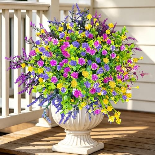 QSPEROV Artificial Flowers for Outdoors UV Resistant, 12 Bundles Realistic Faux Daisy Flowers with Bendable Stems for Planters Porch Garden Wedding Decor, Multi-Color 35cm - Image 1