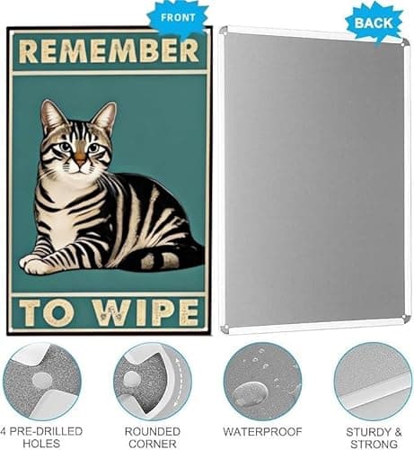 Carastora Funny Bathroom Metal Tin Sign – Vintage "Remember to Wipe" Wall Decor for Restroom, Toilet, or Powder Room – 8x12 Inch Retro Bathroom Humor Sign - Thumbnail 5