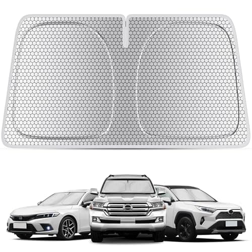 helloleiboo Graphene Car Windshield Sun Shade Car Sun Shade for Windshield with Heat Absorption Coating Foldable Design with UV Protection to Keep Your Car Interior Cooler Silver (Medium-59 × 30 in) - Image 1