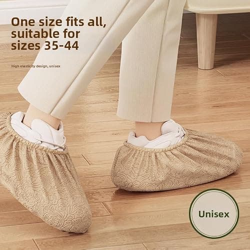 Disposable Non-Slip Shoe Covers Non-woven cover shoesWaterproof Recyclable Booties, Protector for Construction,Offices,Indoor Floor Carpet,One Size Fits All - 50 Pack (25 Pairs) (Brown) - Thumbnail 5