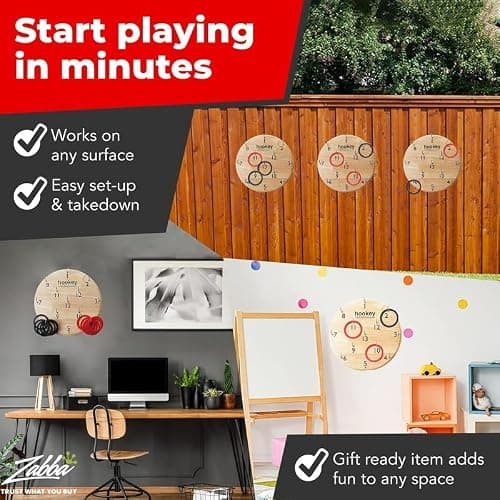 Elite Sportz Equipment Ring Toss Game | Sturdy Wooden Board Set for Kids Outdoor Games | Wall Mounted Hook and Ring Game for Yard Games & Camping Activities - Adults & Kids Picnic - Thumbnail 4