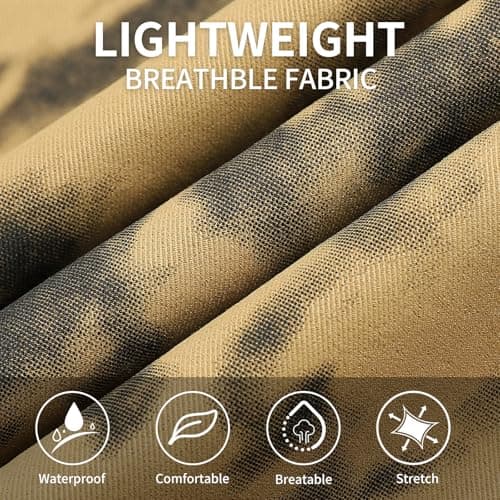 GINGTTO Baggy Cargo Pants Men Brown Camo Wide Leg Fashion Y2K Loose Fit Streetwear Drawstring Stretch 32 - Thumbnail 6
