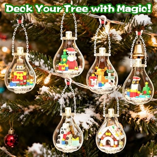 2026 Light-Up Christmas Ornament Building Kit — 647 PCS Holiday Building Blocks Set for Kids and Adults, Featuring Gingerbread House, Santa, Reindeer, Polar Bear, Nutcracker Soldier & Penguin - Thumbnail 2