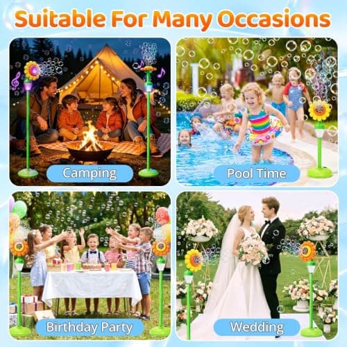 Bubble Machine Toys for Kids: Remote Control Bubble Blower Torch with Light Music, Rechargeable Adjustable Height Bubbles Wand Boys Girls Outdoor Toys for Wedding Summer Camping Backyard Party Easter - Thumbnail 5