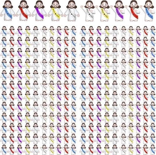 Imerance 200 Pcs Little Jesus Figures，Mini Jesus Figurines Tiny Statues for Easter Egg Stuffers to Hide and Seek Sunday School Religious Party Share （Colorful） - Image 1
