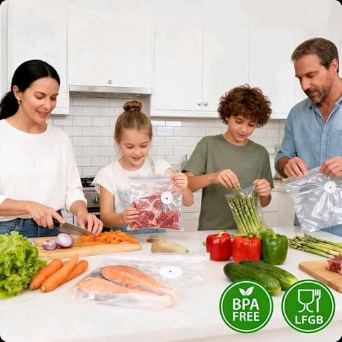 Compact Vacuum Sealer for Food, Rechargeable Handheld Vacuum Sealer Machine with 30 Reusable Vacuum Sealer Bags, Seal Meal Saver, Powerful Handheld Food Sealer Organizing (21 * 22cm-30 Bags) - Thumbnail 6