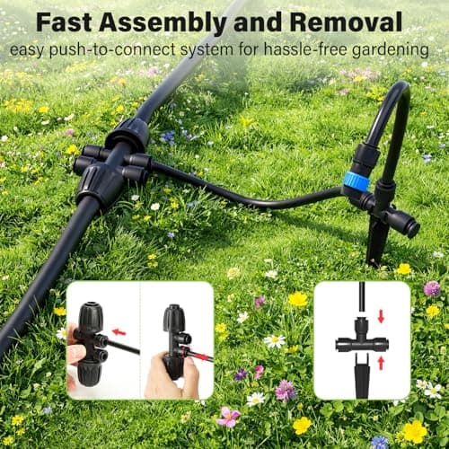 MIXC 2026-Upgrade 360° Adjustable Drip Irrigation System Kit, 133FT Bendable Watering Misting System with 3 Spray Nozzle Types, 1/2" (33FT) & 1/4" (100FT) Tubing for Garden Raised Bed Lawn Greenhouse - Thumbnail 3