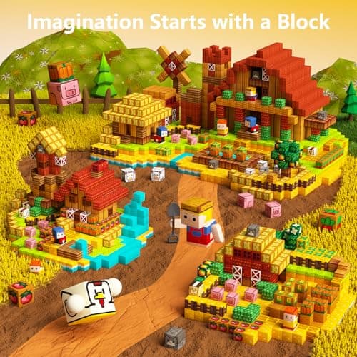 idoot 100PCS Magnetic Building Blocks Set, Farm Themed Kids Magnetic Blocks STEM Toys, Montessori Education for Boys and Girls, Christmas and Birthday Gifts for 3 4 5 6 7 8 9 10 11 12 Years Old - Thumbnail 3