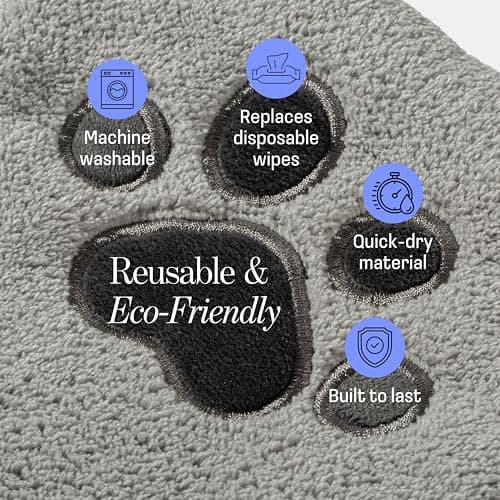 Muddi Mitt Microfiber Reusable Pet Wipes Grooming Towel Glove | Machine-Washable, Soft, Double-Sided Bath Mitt Replaces Wipes | Dirt Odor Removal | Gentle Paw Coat Cleaner | Dogs & Cats (A Pair) - Thumbnail 3