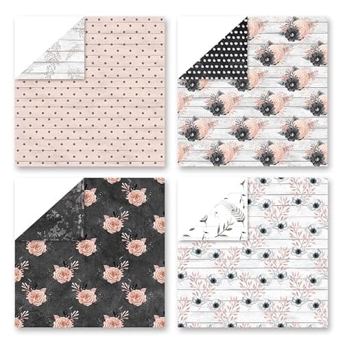 Vintage Scrapbook Paper Pad, 6x6 Shabby Chic Lace Texture Aesthetic Craft Paper, Decorative Junk Journal Supplies for Mixed Media, Card Making, Decoupage & DIY Art (Dusk) - Thumbnail 4