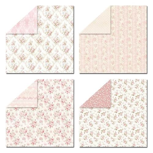 Scrapbook Paper & Scrapbooking Supplies, Pink 6x6 Double-Sided Patterned Cardstock Pad, Shabby Chic Craft Sheets for Junk Journaling, Card Making & Scrap Book, 24 Sheets - Thumbnail 5