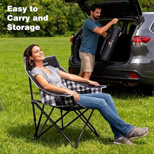 SUNNYFEEL Heavy Duty Camping Chairs for Adults Portable Oversized Folding Chair with Side Pockets & Cup Holde for Fishing,Trip,Picnic,Lawn,Concert Outdoor, Carry Bag Included - Thumbnail 6
