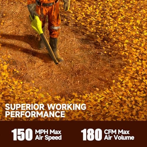 Leaf Blower Cordless with 2X 4.0Ah Batteries and Charger, 150MPH Lightweight Cordless Blower, 3 Speeds Small Electric Leaf Blowers for Lawn Care, Patio, Yard, Leaves, Grass, Dust (Upgraded Green) - Thumbnail 2