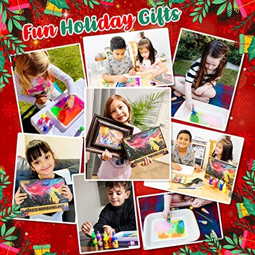 Water Marbling Paint for Kids - Arts and Crafts for Girls & Boys Crafts Kits Ideal Gifts for Kids Age 6-8 8-12 - Thumbnail 3