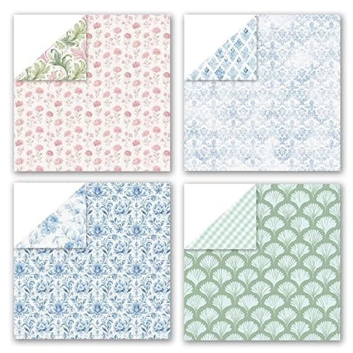 12x12 Scrapbook Paper & Scrapbooking Supplies, Bloom Double-Sided Patterned Cardstock Pad, Decorative Craft Sheets for Junk Journal & Photo Album, 24 Sheets - Thumbnail 3