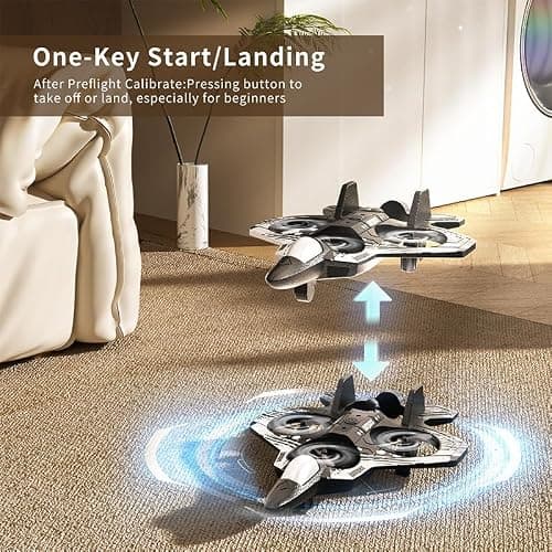 XOS Remote Control Foam Airplane Drone RC Stunt Plane RC Fighter Jet with LED Light, 360° Flip, 9 Functions for Kids Adults Boys Gifts - Thumbnail 5