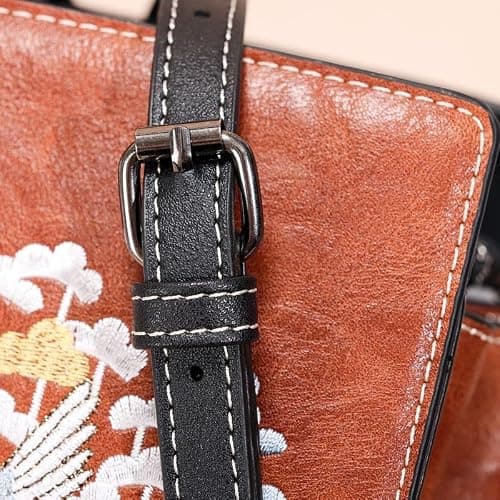 CXQDSJM Chinese Style Embroidered Jacquard Women's Evening Bags Shoulder Bags Ladies Leather Totes Khaki - Thumbnail 5