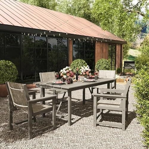 UDPATIO HDPE Outdoor Dining Table Heavy Duty All-Weather Resistant with Umbrella Hole Furniture for Patio, Poolside, Deck, Garden, Porce, Kitchen, Room,Light-Grey,1Table - Thumbnail 6