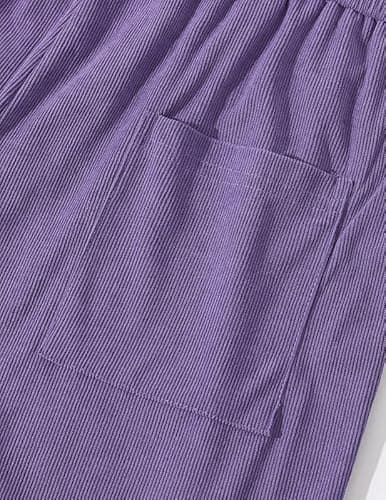 AUSELILY MEN Men's Corduroy Shorts 9 inch Cotton Drawstring Casual Elastic Waist Summer Beach Shorts Big and Tall with Pockets Purple L - Thumbnail 2