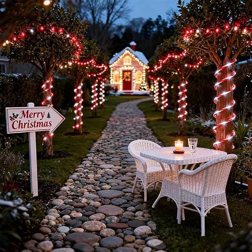 AurNyvaMay Candy Cane Solar Rope Lights 33Ft 100 LED Rope Lights for Outside 8 Modes White Fairy Light Solar Outdoor for Patio Fence Party Garden Yard Home Holiday Tree Decoration Candy Color - Thumbnail 3