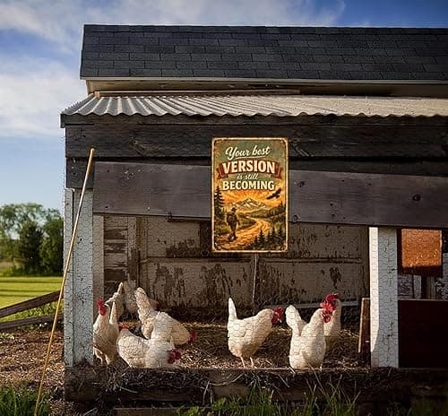 Your Best Version Is Still Becoming Tin Sign Inspirational Quote Metal Wall Decor Vintage Mountain Trail Artwork Motivational Rustic Plaque for Home Office Gym Cabin Man Cave Wall 8x12 Inch - Thumbnail 2