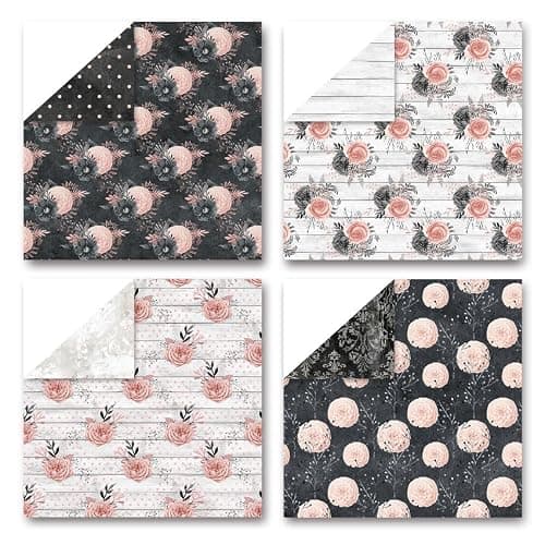 Vintage Scrapbook Paper Pad, 6x6 Shabby Chic Lace Texture Aesthetic Craft Paper, Decorative Junk Journal Supplies for Mixed Media, Card Making, Decoupage & DIY Art (Dusk) - Thumbnail 3