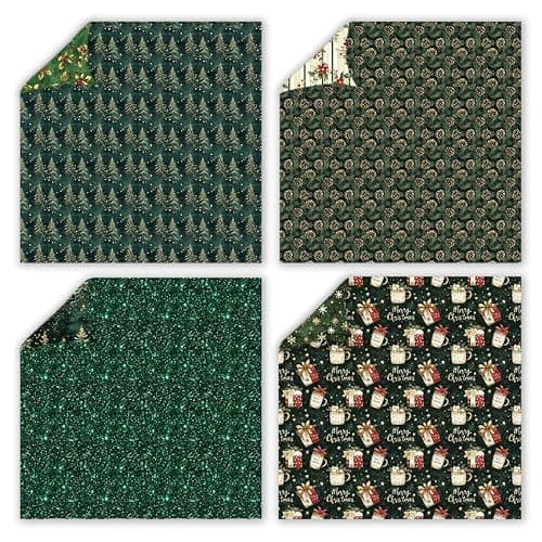 Christmas Scrapbook Paper, 12x12 Double Sided Pattern Papers Acid-Free & Lignin-Free Scrap Book Paper for Scrapbooking Card Making, DIY Photo Album Decor - Thumbnail 3