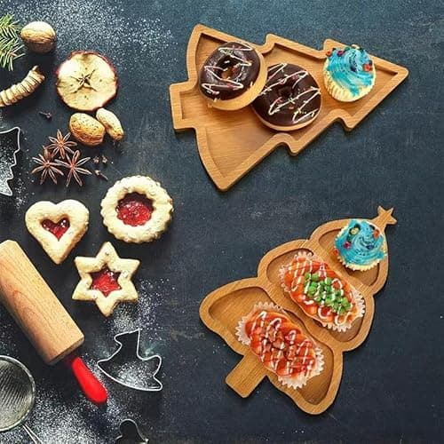 AYWVRBST Christmas Cheese Board, Fruit Candy Plate, Fruit Plate, Cutting Board (Christmas Tree) - Thumbnail 3