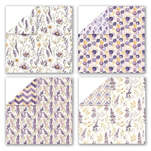 Scrapbook Paper & Scrapbooking Supplies, Lavender 6x6 Double-Sided Patterned Cardstock Pad, Elegant Craft Sheets for Junk Journaling, Card Making & Scrap Book, 24 Sheets - Thumbnail 6