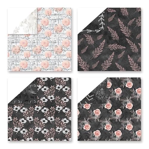 Vintage Scrapbook Paper Pad, 6x6 Shabby Chic Lace Texture Aesthetic Craft Paper, Decorative Junk Journal Supplies for Mixed Media, Card Making, Decoupage & DIY Art (Dusk) - Thumbnail 2