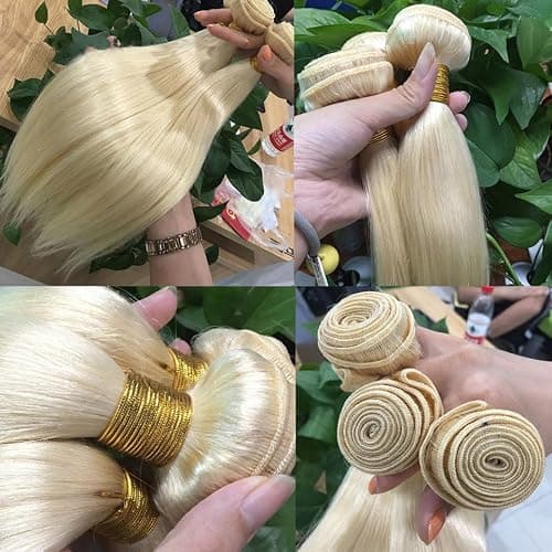 613 Blonde Bundles Human Hair 12A Grade Blonde Straight Hair 100% Unprocessed Brazilian Virgin 1 Bundle Remy Hair Extensions for Black Women 18 Inch - Thumbnail 2