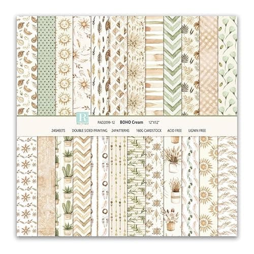 Scrapbook Paper & Scrapbooking Supplies, Boho 6x6 Double-Sided Patterned Cardstock Pad, Earthy Craft Sheets for Junk Journaling, Card Making & Scrap Book, 24 Sheets - Image 1