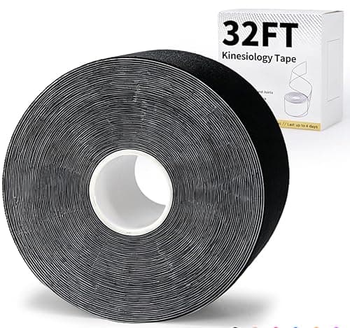 Kinesiololgy Tape for Shoulders,Ankle & Knees Support, 2in×32 Feet Sport Tape Roll for Athletes, Uncut Premium Cotton K-Tape, Hypoallergenic, Waterproof, Black - Image 1