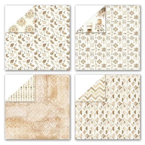 12x12 Scrapbook Paper & Scrapbooking Supplies, Boho Cream Double-Sided Patterned Cardstock Pad, Decorative Craft Sheets for Junk Journal & Photo Album, 24 Sheets - Thumbnail 3