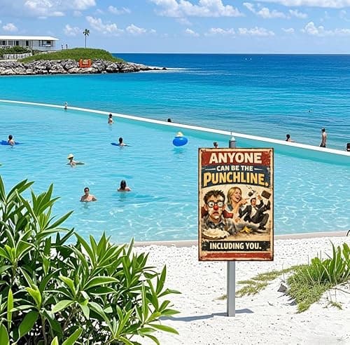 Anyone Can Be the Punchline Metal Tin Sign Funny Retro Humor Quote Wall Decor Pie in Face Banana Slip Prank 8x12 Inch Iron Art Plaque Vintage Laugh Sign - Thumbnail 4