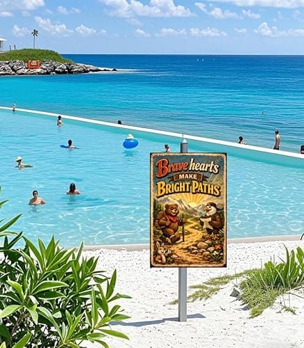 Brave Hearts Make Bright Paths Metal Tin Sign Vintage Adventure Wall Decor Inspirational Quote Hiking Bear Eagle Mountain Trail Rustic Nature Art 8x12 Inch Home Cabin Office Plaque - Thumbnail 3