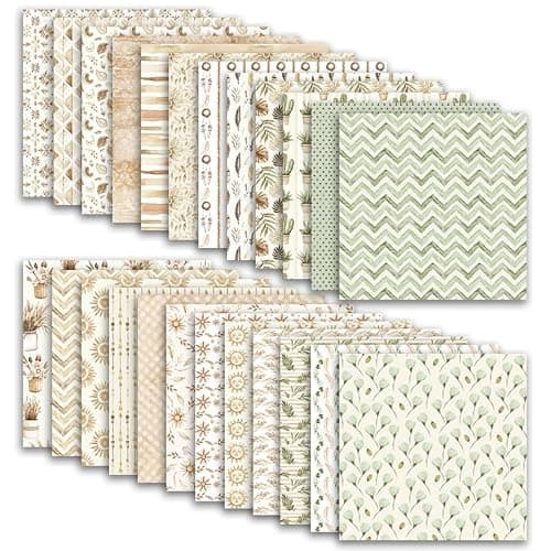 12x12 Scrapbook Paper & Scrapbooking Supplies, Boho Cream Double-Sided Patterned Cardstock Pad, Decorative Craft Sheets for Junk Journal & Photo Album, 24 Sheets - Thumbnail 2
