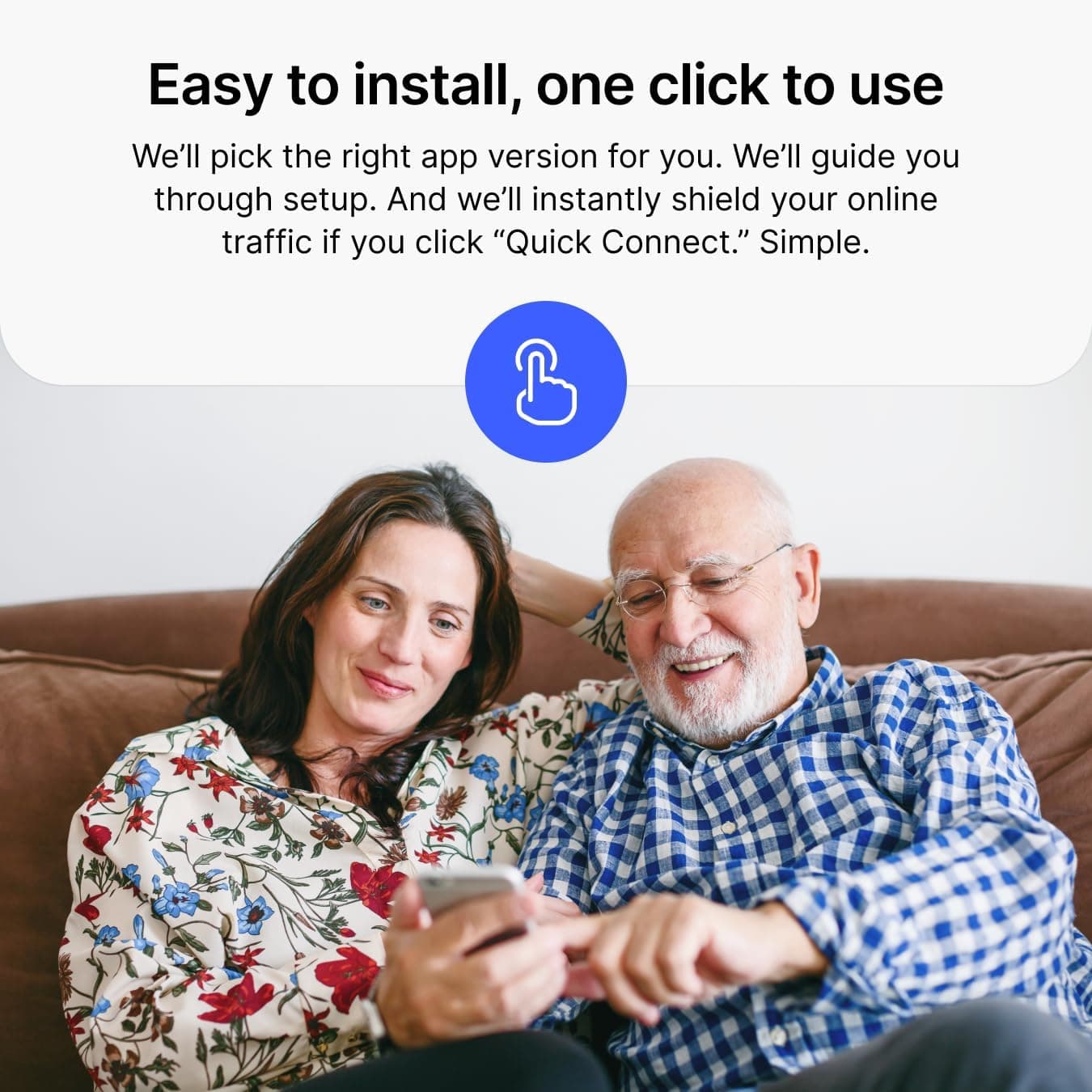 Product graphic describing NordVPN app setup and the Quick Connect control