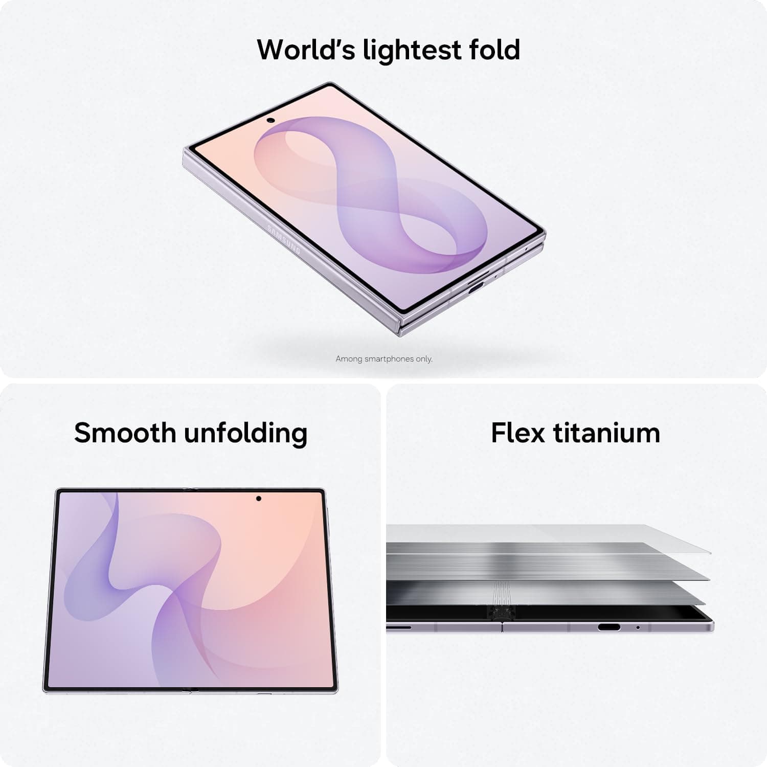 Samsung Galaxy Z Fold8: world's lightest fold, smooth unfolding, and Flex Titanium hinge construction