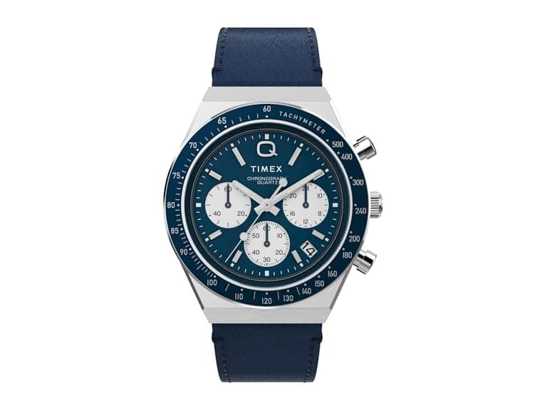 Timex Men Q 40mm Watch Black Strap Blue Dial (Open Box) - Image 1