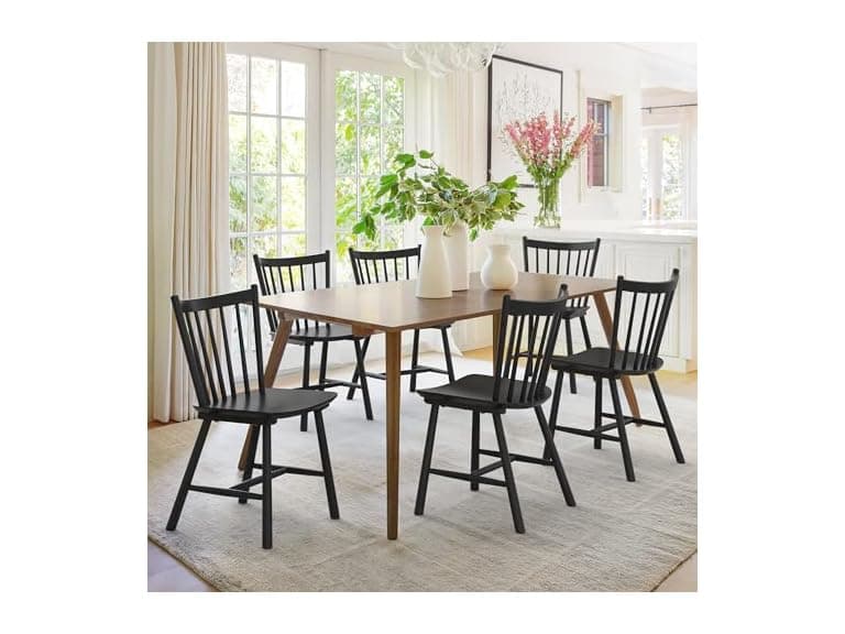 Set of 6 Black Dining Chairs - Image 1