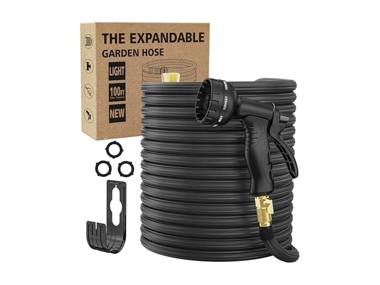 100ft Flexible Garden Hose with Nozzle- Choose Color - Image 1