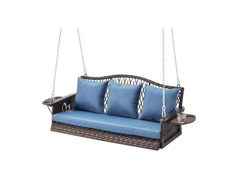 ZZW 8010 Upgraded Wicker Hanging Porch Swing - Image 1